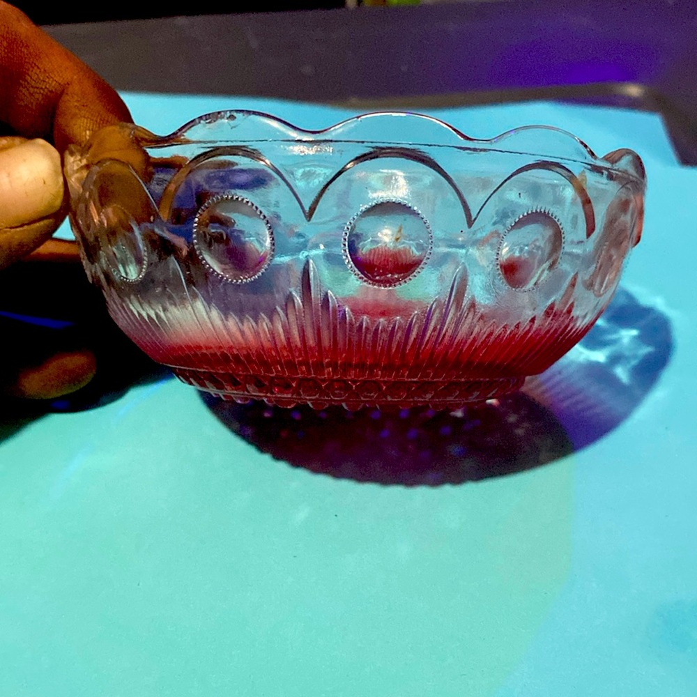 Manhattan glass cranberry color candy dish